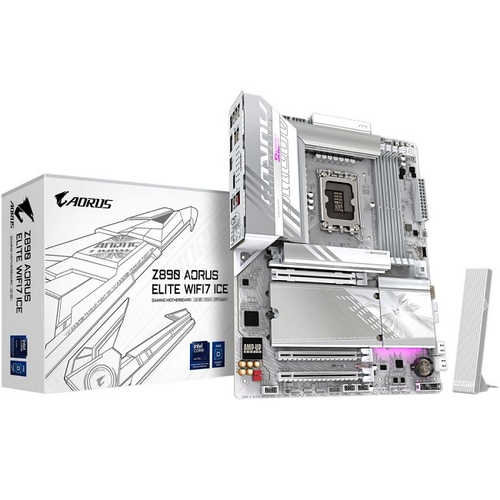 Материнская плата GIGABYTE Z890 AORUS ELITE WIFI7 ICE (LGA1851/Z890/4xDDR5/3xPCI-Ex16/4xM.2/Wi-Fi/BT/GLAN/DP/HDMI/ATX)