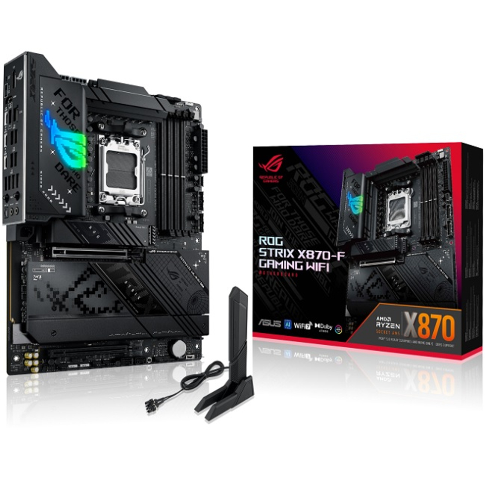 Материнская плата ASUS ROG STRIX X870-F GAMING WIFI (AM5/AMD X870/4xDDR5/2xPCI-Ex16/PCI-Ex1/4xM.2/SB/Wi-Fi/BT/HDMI/ATX)