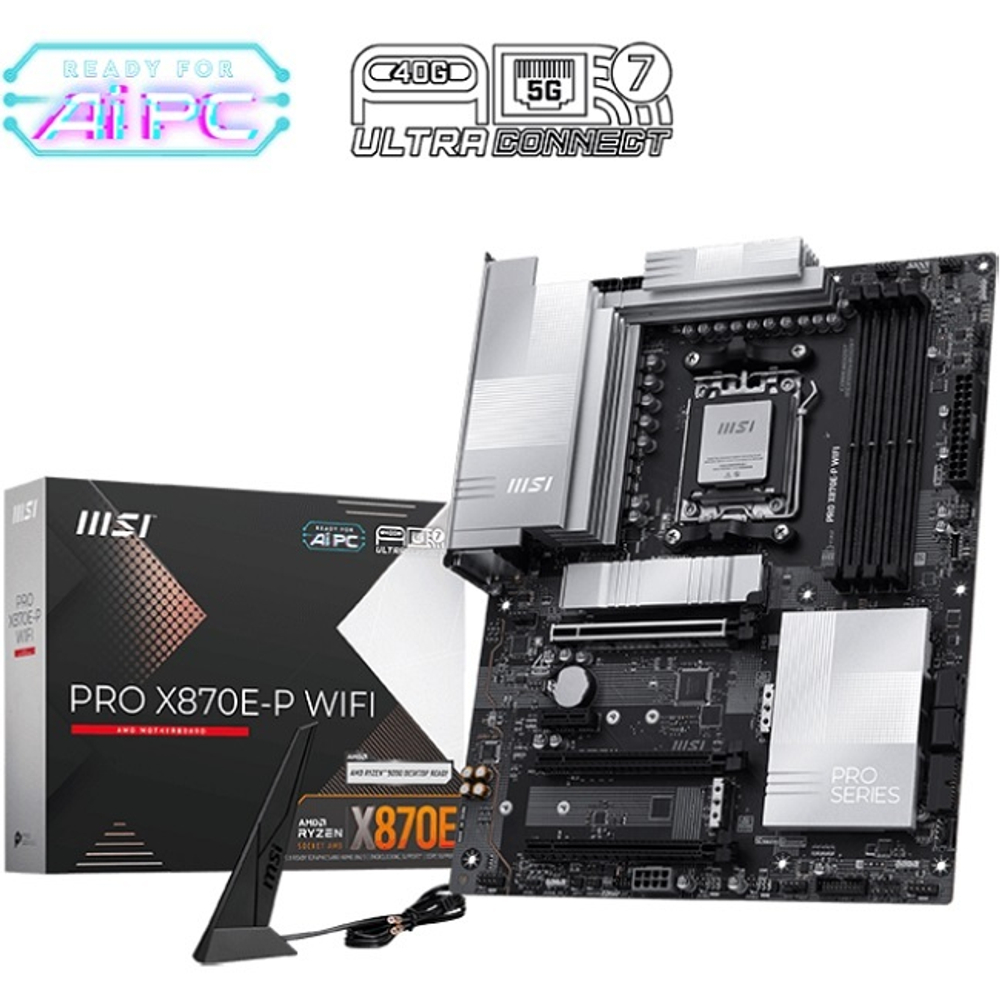 Материнская плата MSI PRO X870E-P WIFI (AM5/AMD X870E/4xDDR5/3xPCI-Ex16/PCI-Ex1/3xM.2/SB/Wi-Fi/BT/GLAN/HDMI/DP/ATX)