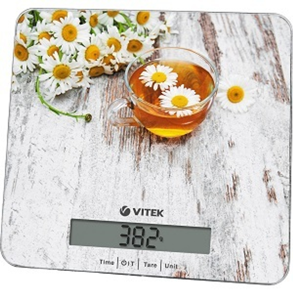 Кухонные весы VITEK VT-8008, точность измерения 1г, с термометром, стекло