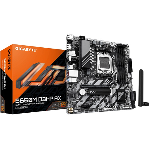 Материнская плата GIGABYTE B650M D3HP AX 1.3 (AM5/AMD B650/4xDDR5/PCI-Ex16/2xM.2/SB7.1/Wi-Fi/BT/GLAN/2xDP/HDMI/mATX)
