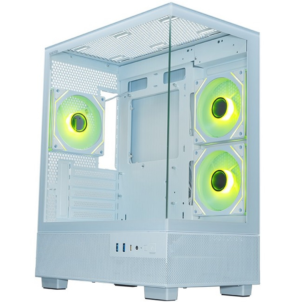 Корпус Mini-Tower XASTRA Q400M 3ARGB-C6-UC ARGB, Micro-ATX, белый (Q400M-3FM12A-C6-UC-WH)