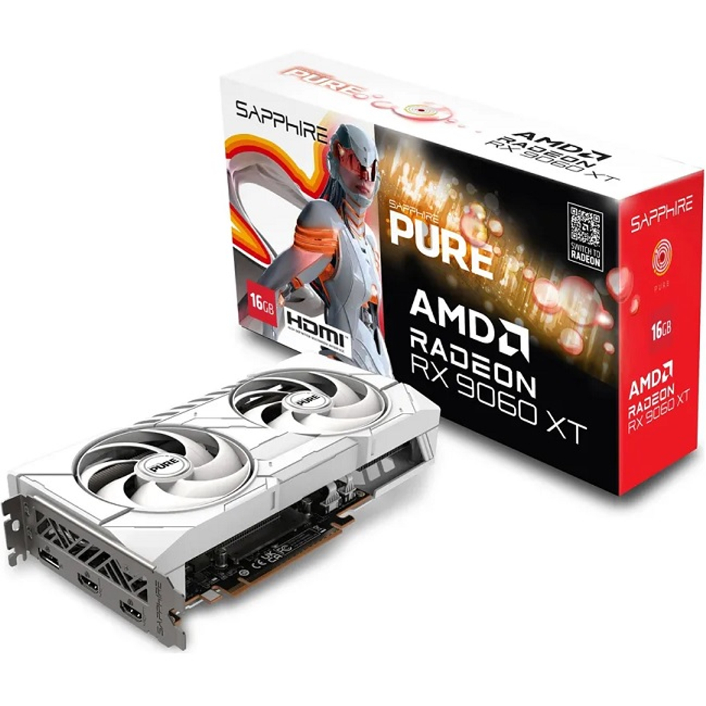 Видеокарта Sapphire Radeon RX 9060 XT PURE OC 16GB (11350-02-20G)