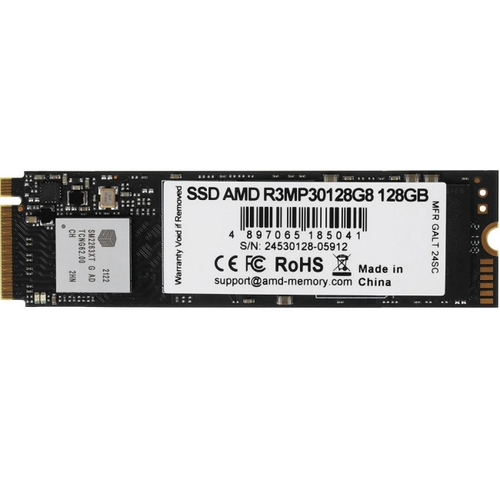 Жесткий диск SSD M.2 128Gb AMD R3, 1800/1250MBs, 90000 IOPS, 3D TLC NAND, 2280, PCI-E 3.0x4 (R3MP30128G8)