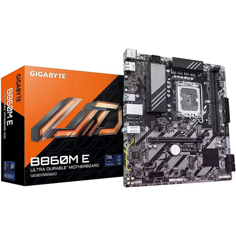 Материнская плата GIGABYTE B860M E (rev 1.1) (LGA1851/B860/2xDDR5/PCI-Ex16/2xM.2/SB7.1/GLAN/DisplayPort/HDMI/mATX)