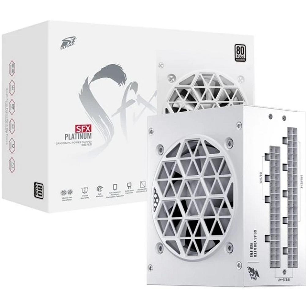 Блок питания 1STPLAYER 750W SFX White, модульный, 16 Pin PCIe 5.0, 80 PLUS Platinum (PS-750SFX-WH)