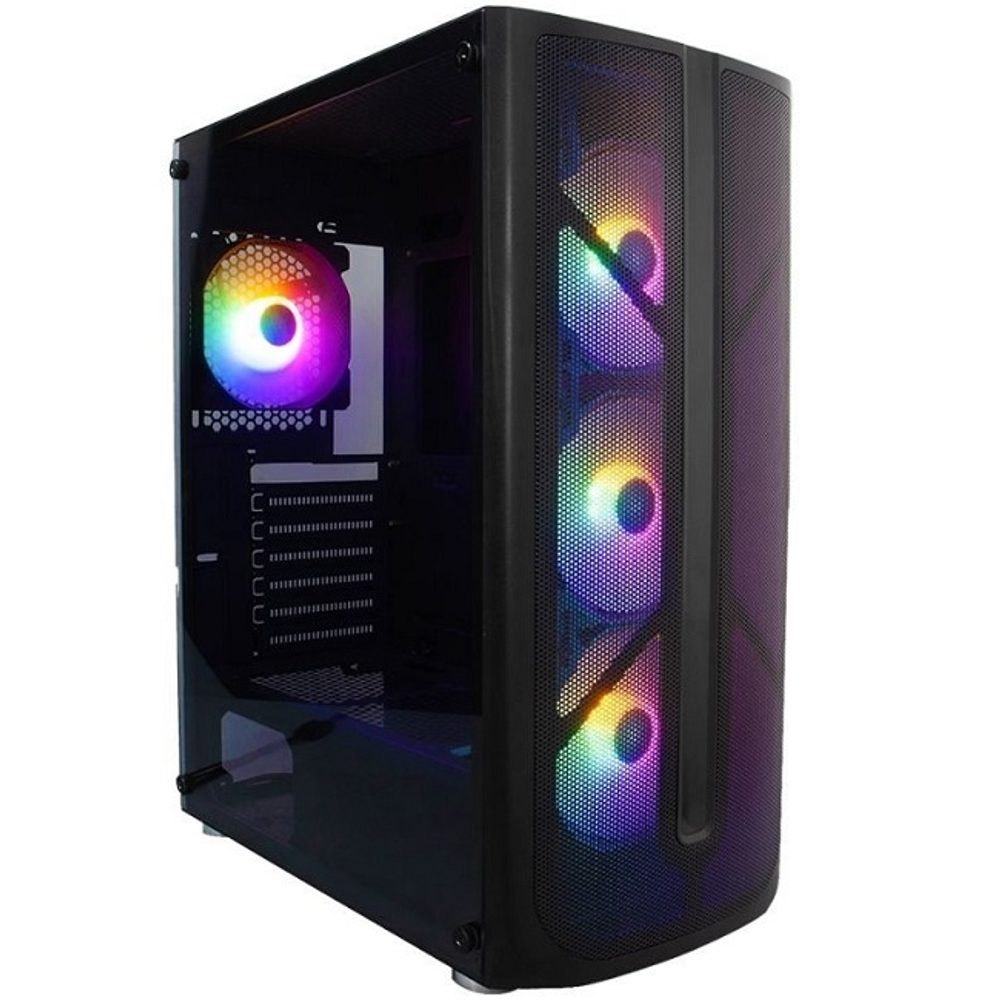 Корпус Midi-Tower 1STPLAYER FIREBASE X4, RGB, черный (X4-BK-4F1)