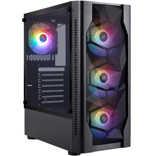 Корпус Midi-Tower 1STPLAYER DK D4, RGB, ATX, черный (D4-BK-4F1)