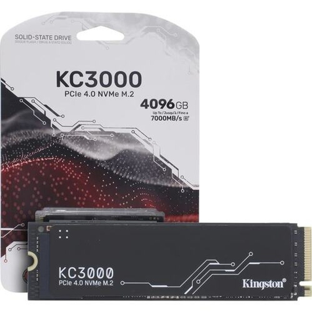 Жесткий диск SSD M.2 4Tb Kingston KC3000, 7000/7000MBs, 1000000 IOPS, TLC 3D NAND, PCI-E4.0x4 (SKC3000D/4096G)