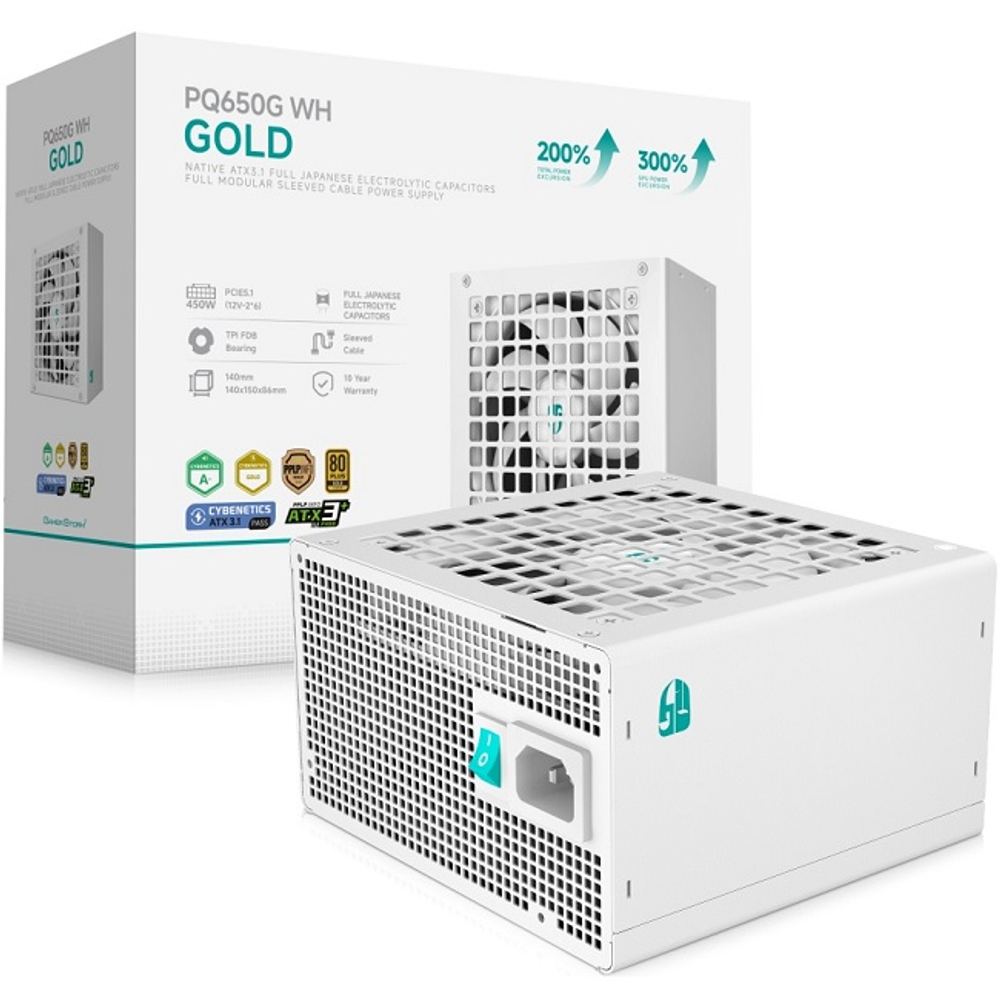 Блок питания Deepcool 650W GAMERSTORM PQ650G WH, модульный, 16 Pin PCIe 5.0, 80 PLUS Gold (R-PQ650G-FD0W-WGEU-V1)