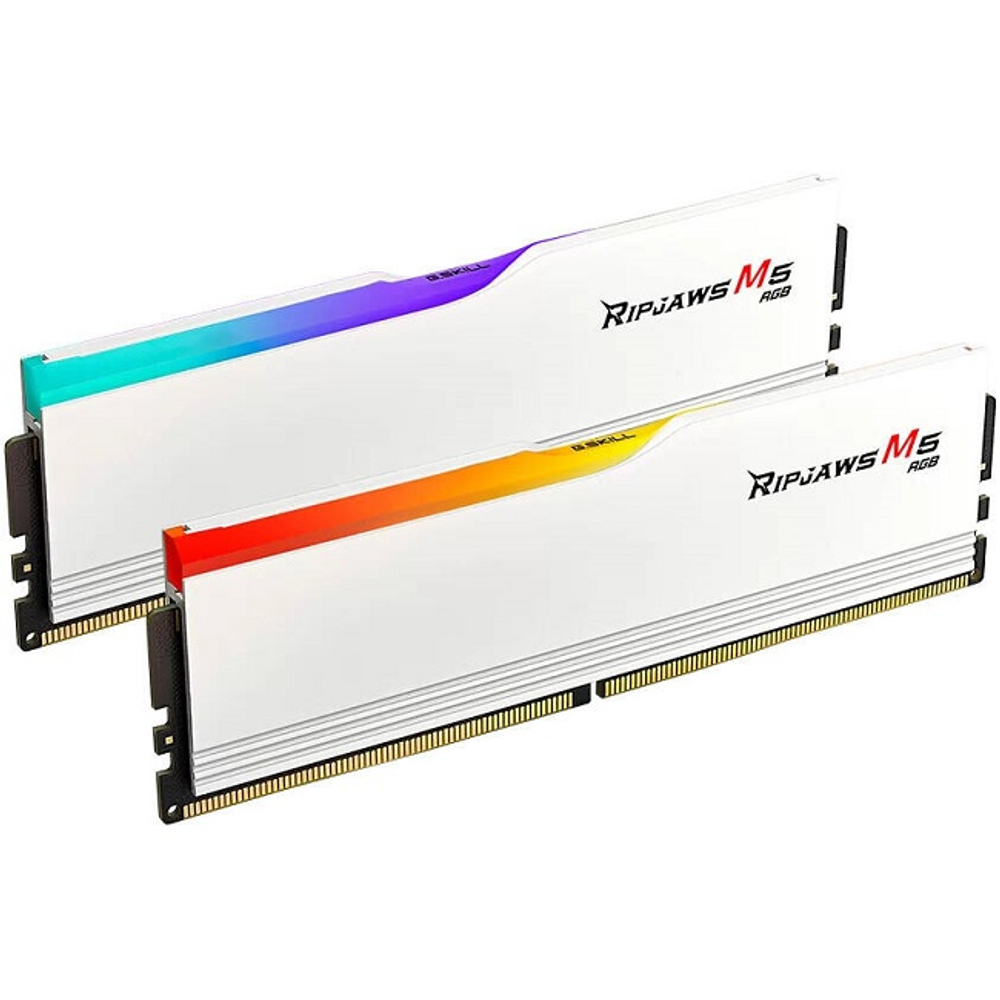 Модуль памяти DIMM DDR5 64Gb, 6000Mhz, 2x32Gb, G.Skill Ripjaws M5 RGB White (F5-6000J3040G32GX2-RM5RW)