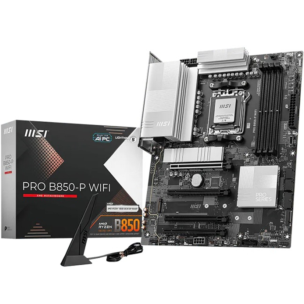 Материнская плата MSI PRO B850-P WIFI (AM5/AMD B850/4xDDR5/4xPCI-Ex16/3xM.2/SB7.1/Wi-Fi/BT/GLAN/HDMI/ATX)