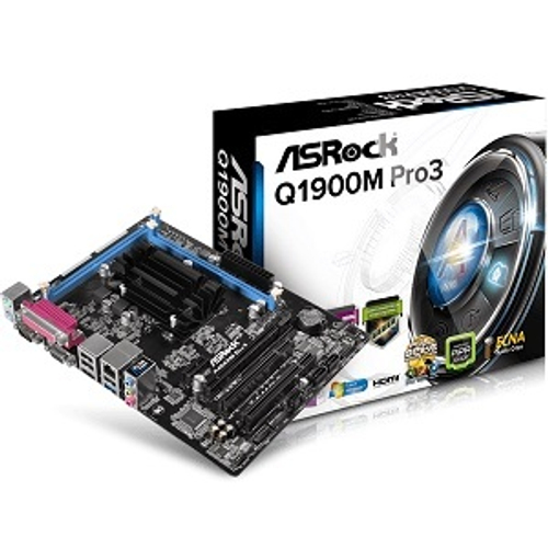 Материнская плата ASRock Q1900M Pro3 (Intel Quad-Core Celeron J1900/2xDDR3L/2xPCI-E/2xPCI/SB5.1/GLAN/D-Sub/HDMI/mATX)