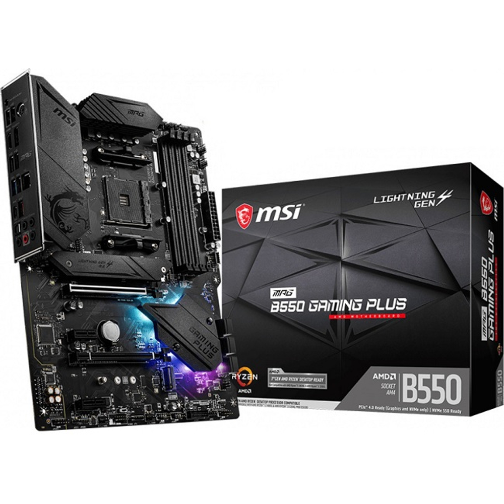 Материнская плата MSI MPG B550 GAMING PLUS (AM4/AMD B550/4xDDR4/2xPCI-Ex16/2xM.2/SB7.1/GLAN/HDMI/DisplayPort/ATX)
