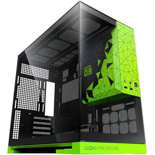Корпус Mini-Tower Geometric Future Model 3 Black Green, Micro-ATX, черный/зеленый (1AM3NZGB00100)