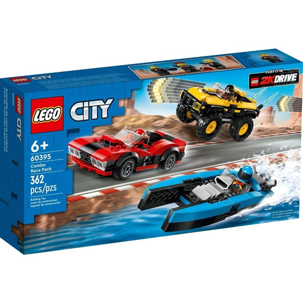 Конструктор LEGO City 60395 Гоночный комбо-набор, 362 деталей, 3 мини-фигурки