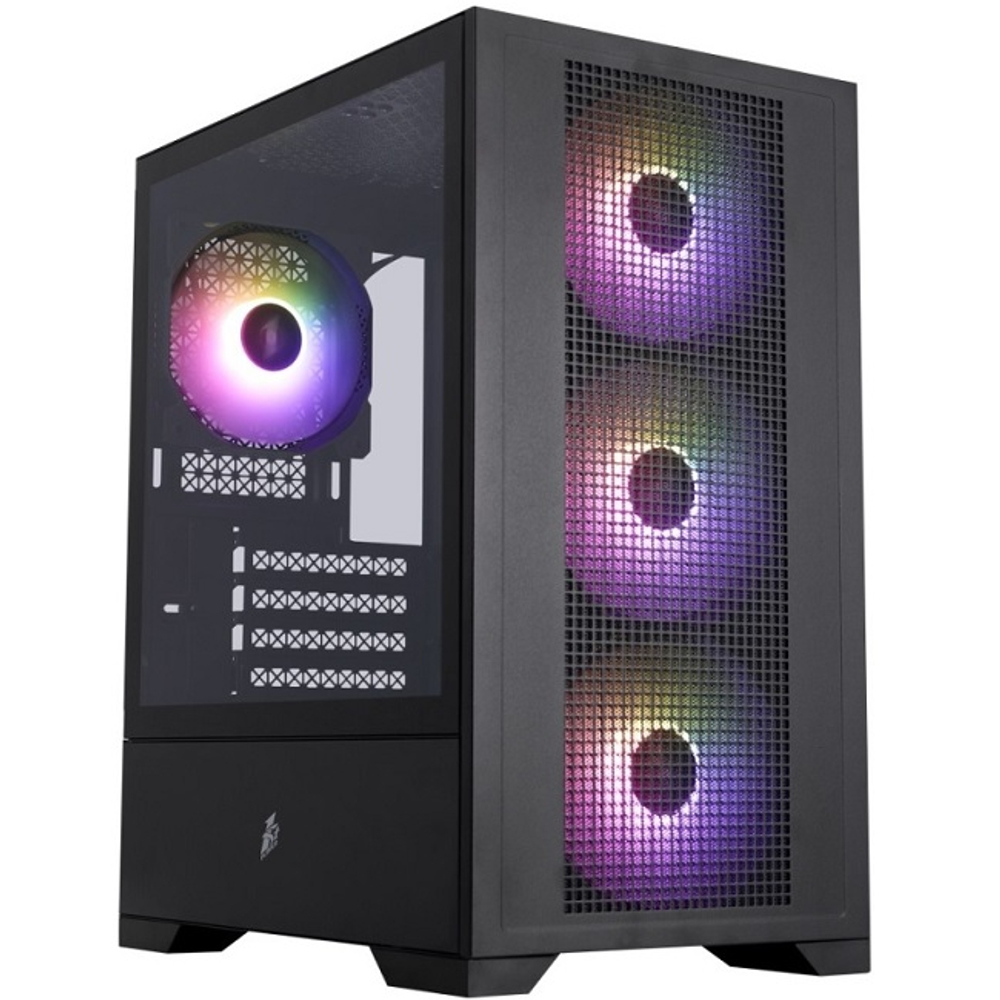 Корпус Mini-Tower 1STPLAYER GO2, ARGB, Micro-ATX, черный (GO2-BK-4F7)