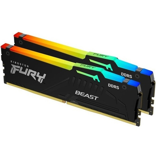 Модуль памяти DIMM DDR5 16Gb, 5200Mhz, 2x8GB, Kingston FURY Beast RGB (KF552C40BBAK2-16)
