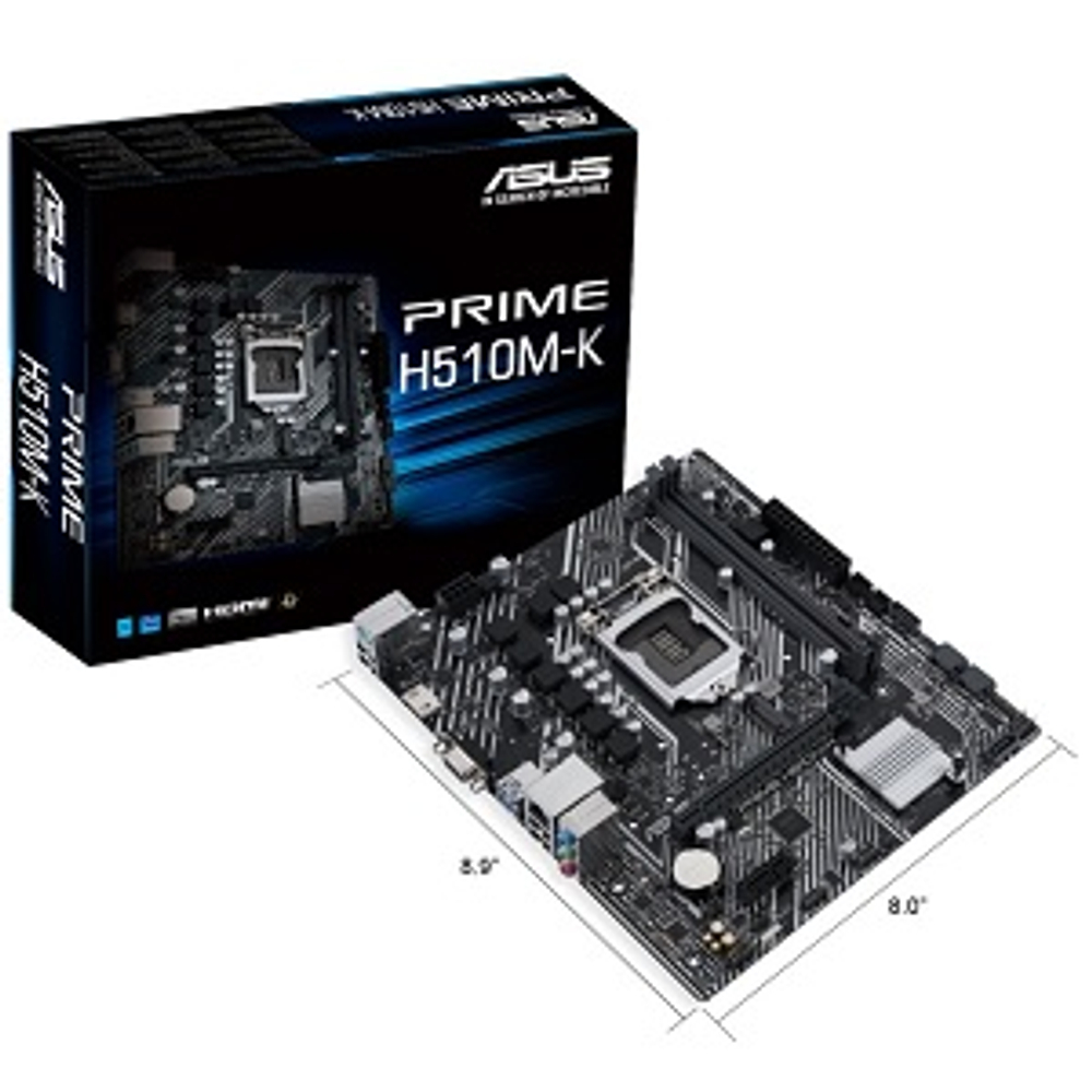 Материнская плата Asus PRIME H510M-K, LGA1200/H470/2xDDR4/PCI-Ex16/M.2/SB7.1/GLAN/VGA/HDMI/mATX (90MB17N0-M0EAY0)