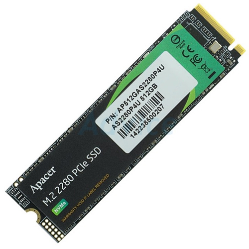 Жесткий диск SSD M.2 512Gb Apacer AS2280P4U, 3500/2300MBs, TLC 3D NAND, 2280, PCI-E 3.0x4 (AP512GAS2280P4U-1)