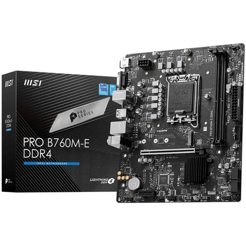 Материнская плата MSI PRO B760M-E DDR4 (LGA1700/B760/2xDDR4/PCI-Ex16/PCI-Ex1/M.2/SB7.1/GLAN/HDMI/VGA/mATX)