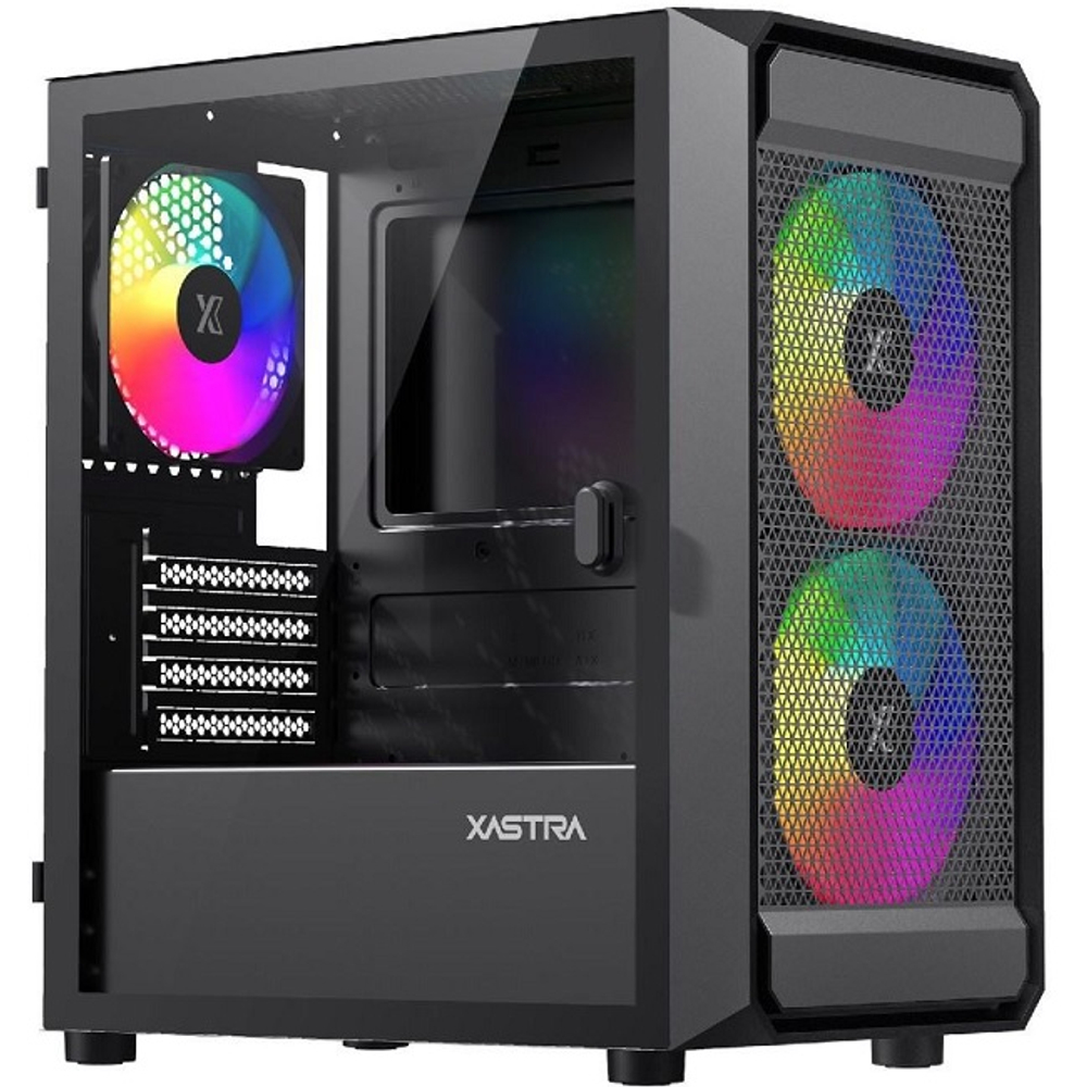 Корпус Mini-Tower XASTRA A303M 3ARGB TG, Micro-ATX, черный (A303M-2FC14A-1FC12A-D)