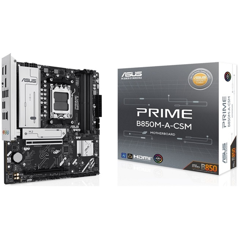 Материнская плата ASUS PRIME B850M-A-CSM, AM5/AMD B850/4xDDR5/2xPCI-Ex16/3xM.2/SB/GLAN/2xDP/HDMI/mATX (90MB1LQ0-M0EAYC)