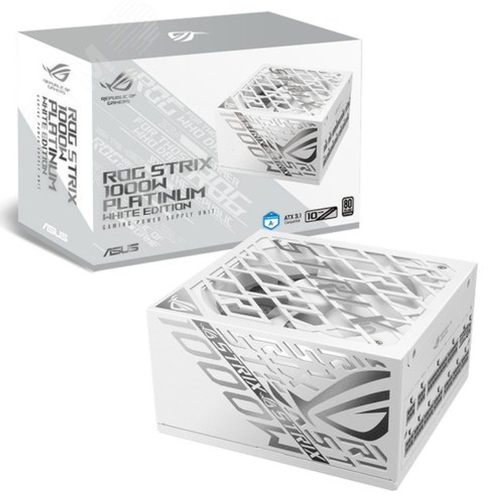 Блок питания ASUS 1000W ROG-STRIX-1000P-GAMING-WHITE, модульный, 16 Pin PCIe 5.0, 80 PLUS Platinum (90YE00W4-B0NA00)