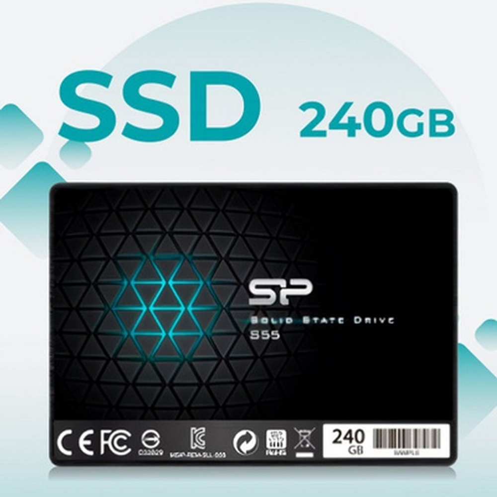 Жесткий диск SSD 2.5" 240Gb Silicon Power S55, 550/500MBs, 80000 IOPS, TLC, SATA-III (SP240GBSS3S55S25)