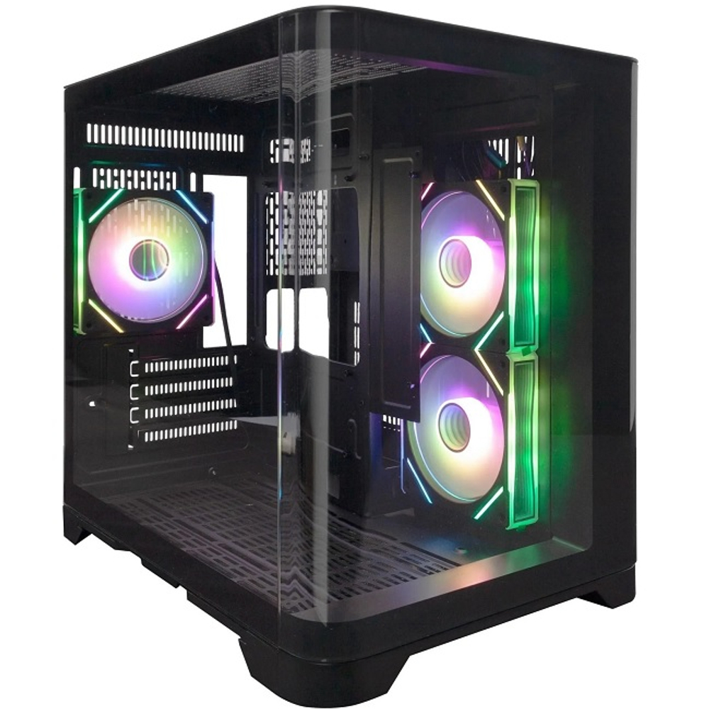 Корпус Mini-Tower 1STPLAYER UVIEW UV5 ARGB, Micro-ATX, Black (UV5-BK-2FC7R-1FC7)