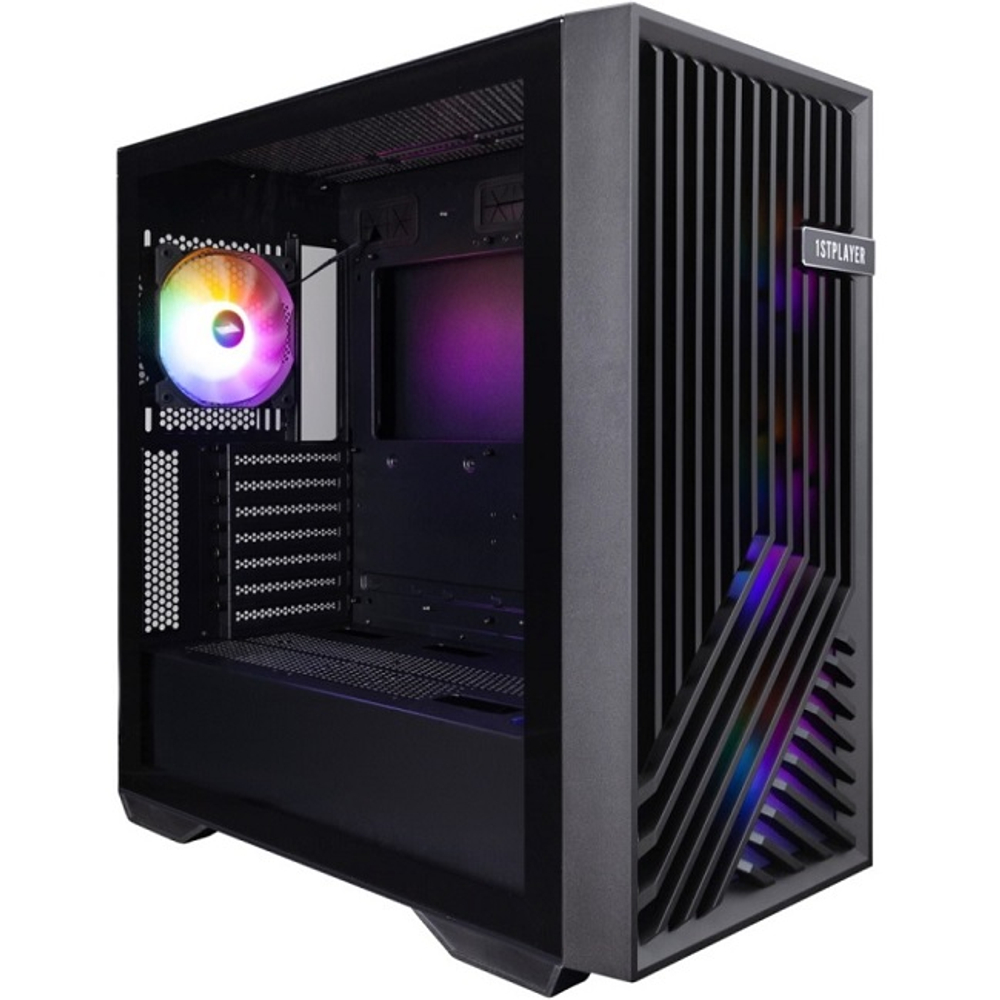 Корпус Midi-Tower 1STPLAYER FD8, FRGB, ATX, черный (FD8-BK-4F1)
