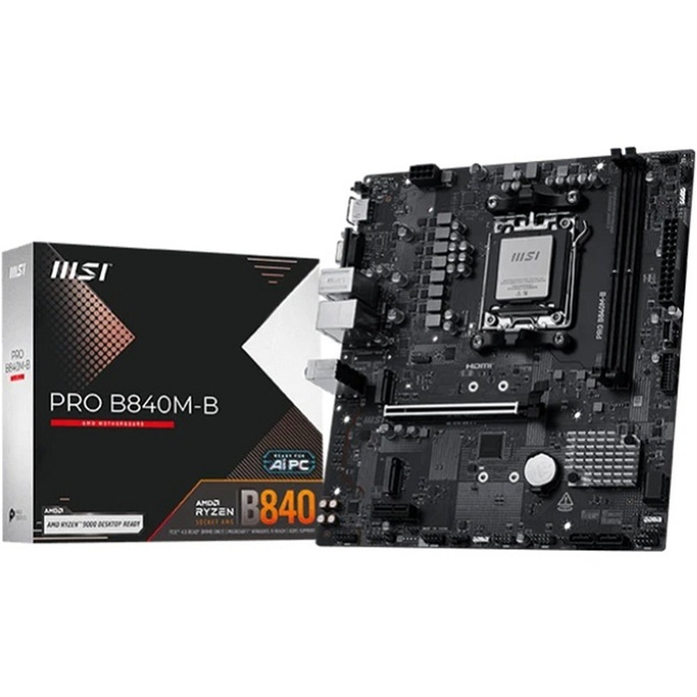Материнская плата MSI PRO B840M-B (AM5/AMD B840/2xDDR5/PCI-Ex16/2xM.2/SB/GLAN/HDMI/VGA/mATX)