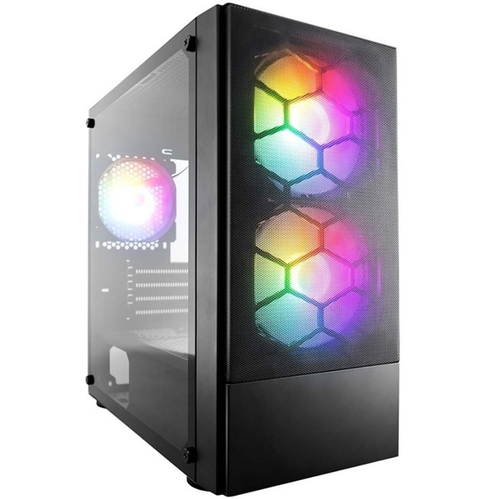 Корпус Mini-Tower 1STPLAYER FIREBASE X4-M, RGB, Micro-ATX, черный (X4-M-BK-2F1P-1F1)