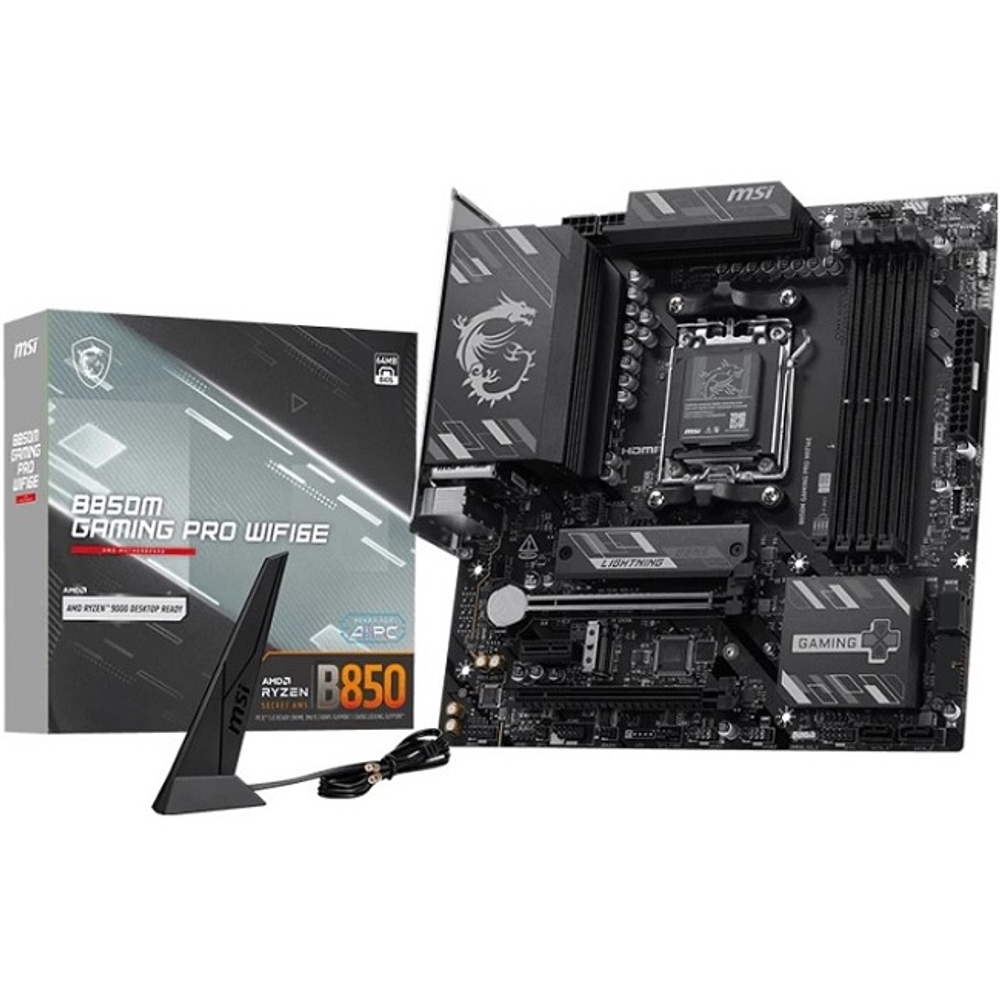 Материнская плата MSI B850M GAMING PRO WIFI6E (AM5/AMD B850/4xDDR5/2xPCI-Ex16/2xM.2/SB7.1/Wi-Fi/BT/GLAN/DP/HDMI/mATX)