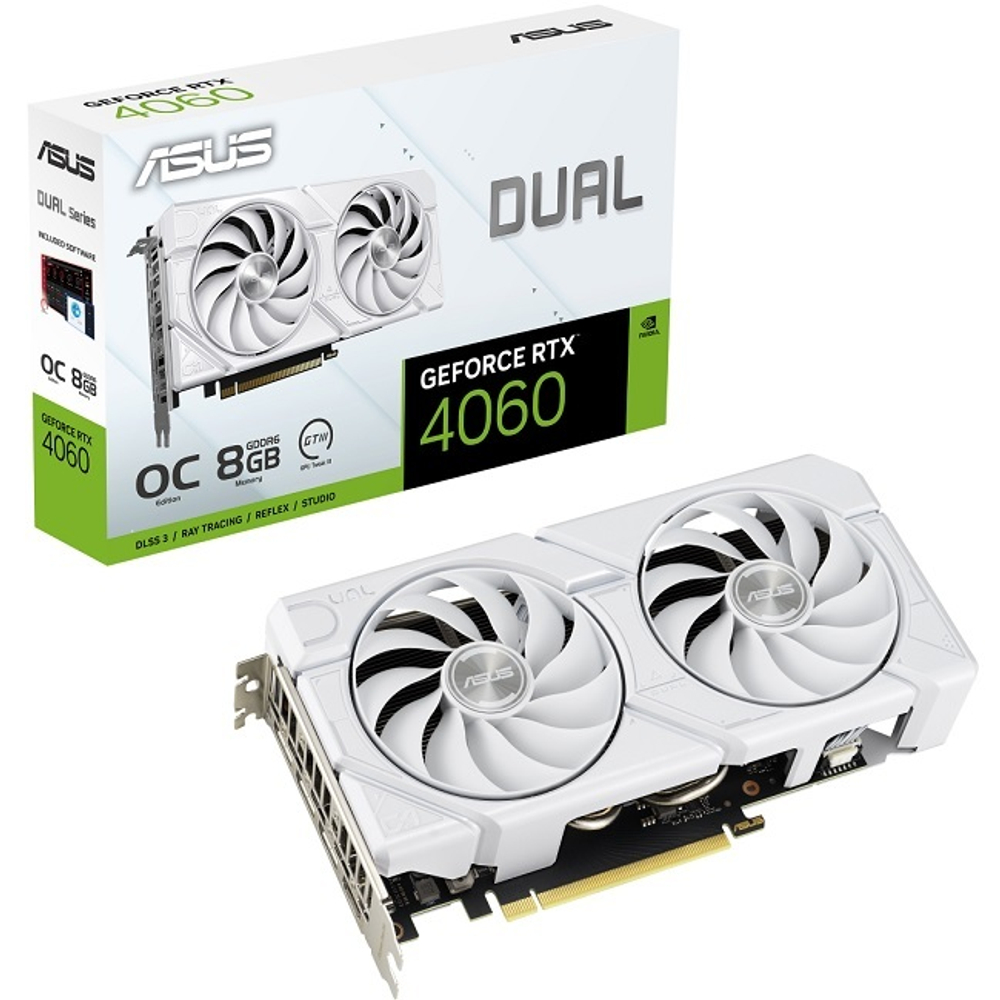 Видеокарта ASUS GeForce RTX 4060 DUAL EVO WHITE OC 8GB (DUAL-RTX4060-O8G-EVO WHITE), (90YV0JCB-M0NA00)