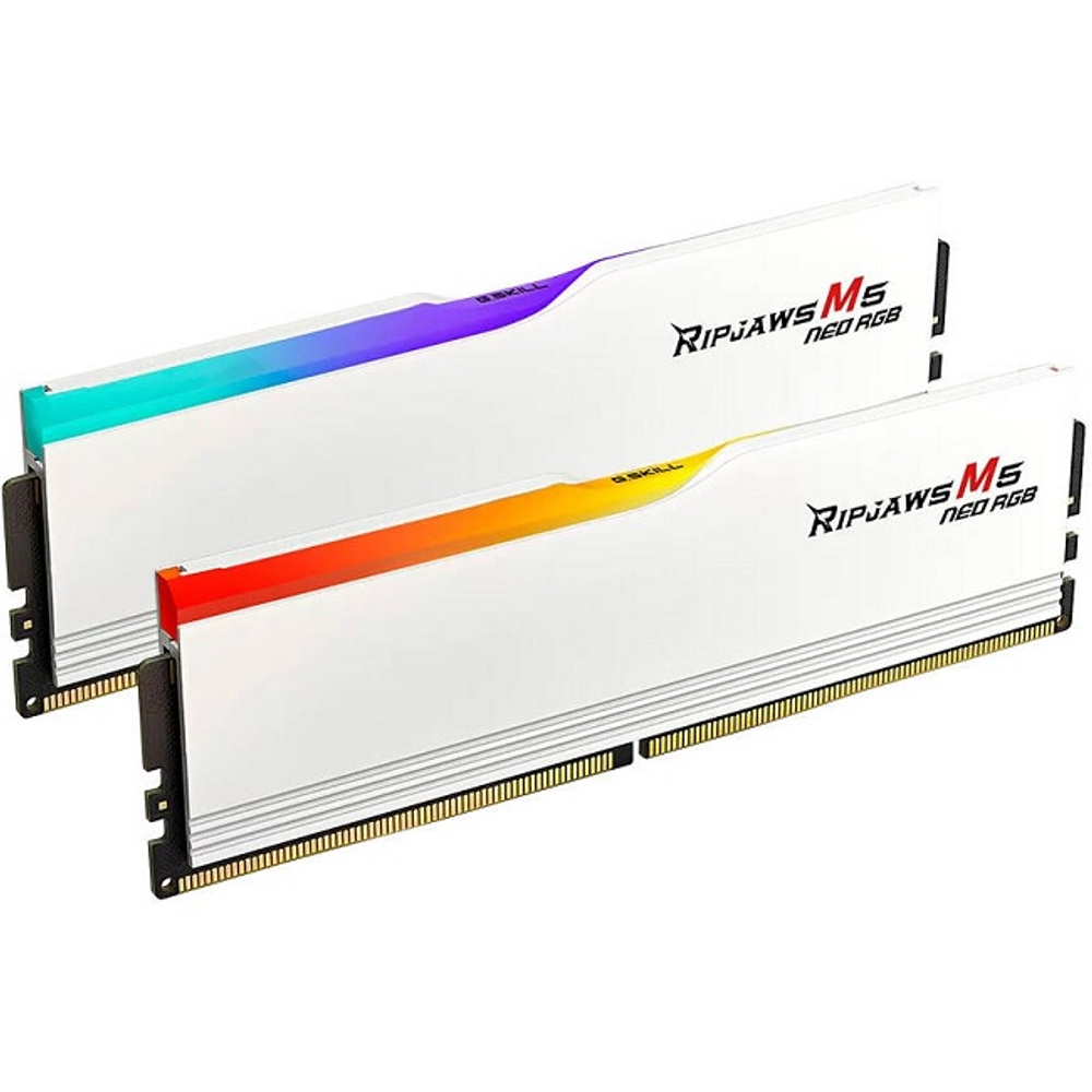 Модуль памяти DIMM DDR5 32Gb, 6000Mhz, 2x16Gb, G.Skill Ripjaws M5 NEO RGB White (F5-6000J3636F16GX2-RM5NRW)
