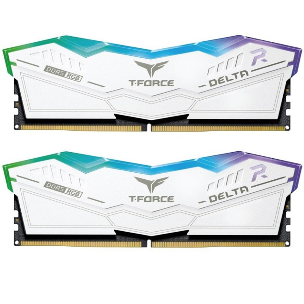 Модуль памяти DIMM DDR5 64Gb, 6000Mhz, 2x32Gb, Team Group T-FORCE DELTA RGB White (FF4D564G6000HC38GDC01)