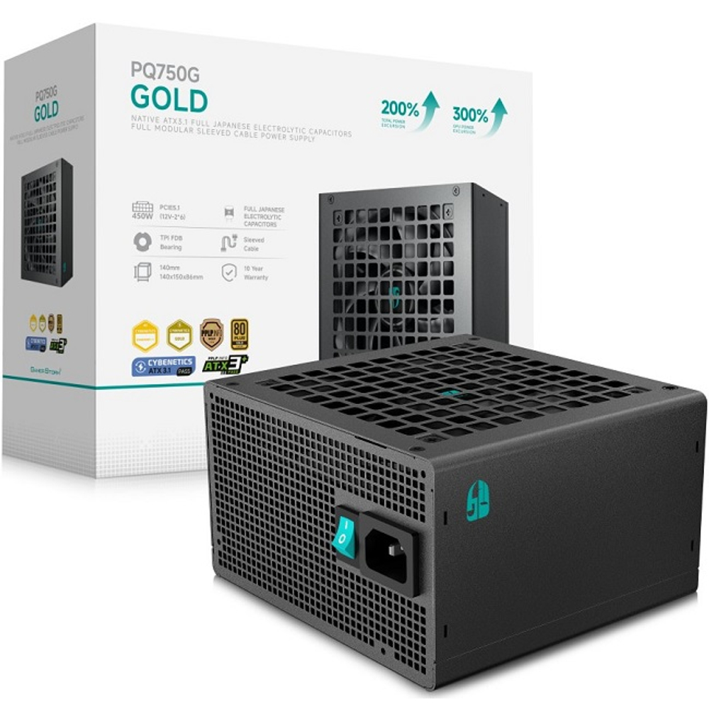 Блок питания Deepcool 750W GAMERSTORM PQ750G, модульный, 16 Pin PCIe 5.0, 80 PLUS Gold (R-PQ750G-FD0B-WGEU-V1)