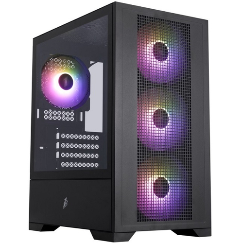 Корпус Mini-Tower 1STPLAYER GO2, ARGB, Micro-ATX, черный (GO2-BK-4F7)