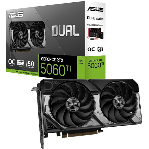 Видеокарта ASUS GeForce RTX 5060 Ti DUAL OC 16GB (DUAL-RTX5060TI-O16G), (90YV0MH0-M0NA00)