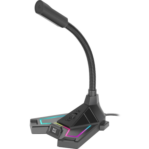 Микрофон Defender Pitch GMC 200, RGB, USB/3,5 мм,  1.5 м, черный (64620)
