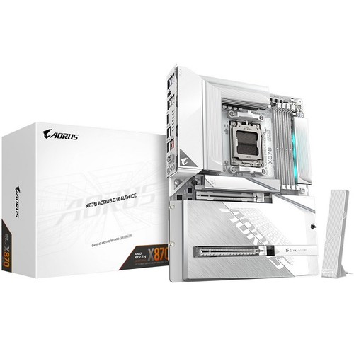 Материнская плата GIGABYTE X870 AORUS STEALTH ICE (AM5/AMD X870/4xDDR5/2xPCI-Ex16/4xM.2/SB/Wi-Fi /BT/GLAN/HDMI/ATX)
