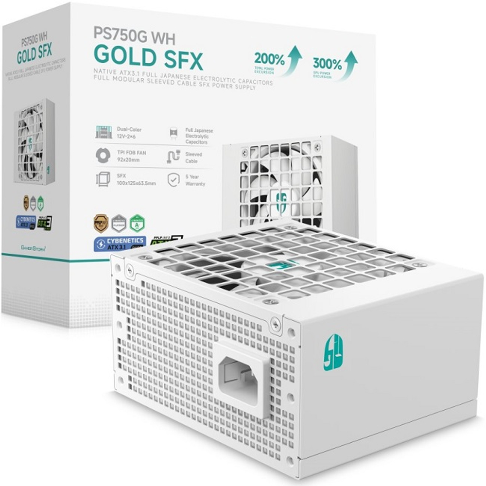 Блок питания Deepcool 750W GAMERSTORM PS750G WH (модульный, 16 Pin PCIe 5.0, Cybenetics Platinum, PPLP Gold, SFX)