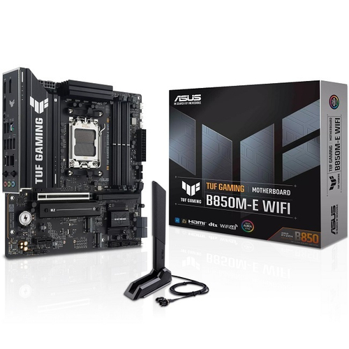 Материнская плата ASUS TUF GAMING B850M-E WIFI (AM5/AMD B850/4xDDR5/PCI-Ex16/3xM.2/SB/Wi-Fi/BT/DP/HDMI/mATX)