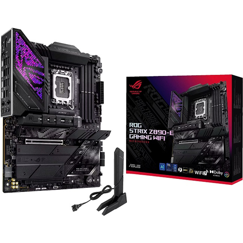 Материнская плата ASUS ROG STRIX Z890-E GAMING WIFI (LGA1851/Z890/4xDDR5/3xPCI-Ex16/4xM.2/Wi-Fi/BT/GLAN/HDMI/DP/ATX)