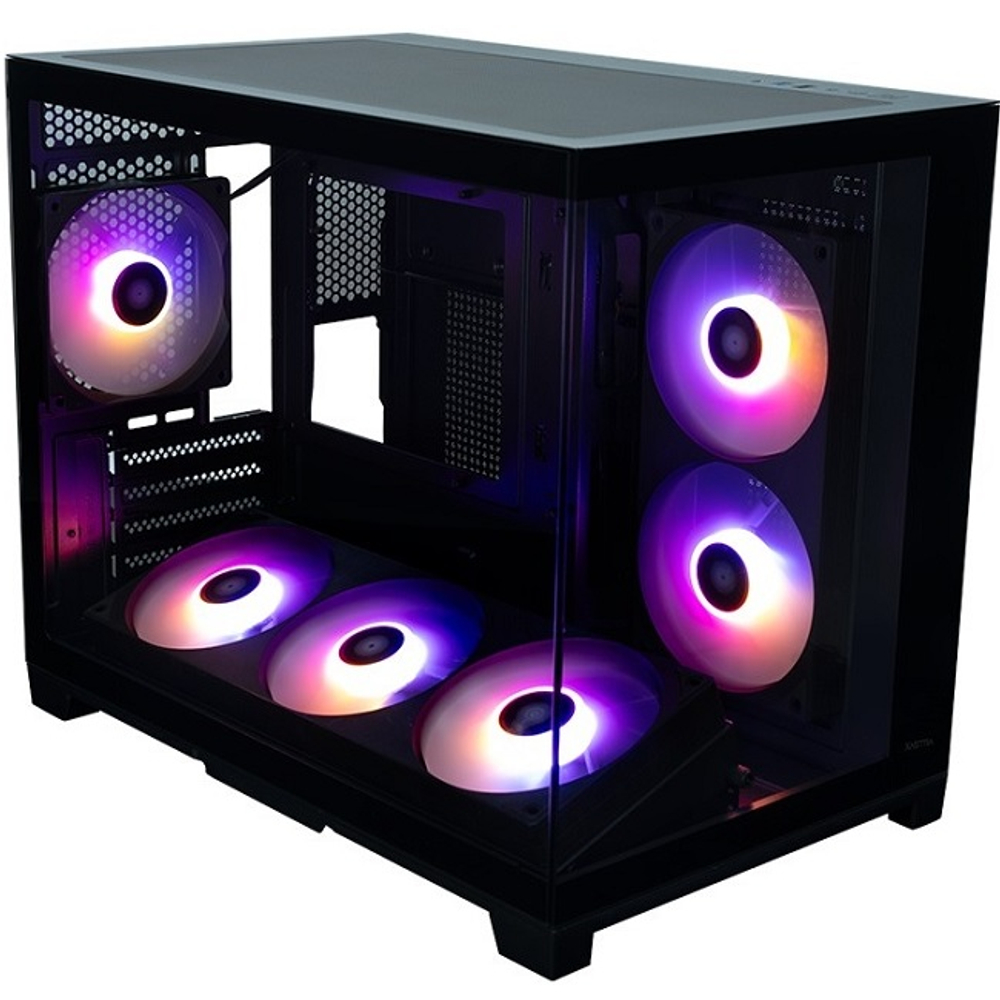 Корпус Mini-Tower XASTRA QW500M 6ARGB-FC-C6-UC, ARGB, Micro-ATX, Black (QW500M-1FA36A-1FA24A-1FC12A-C6)