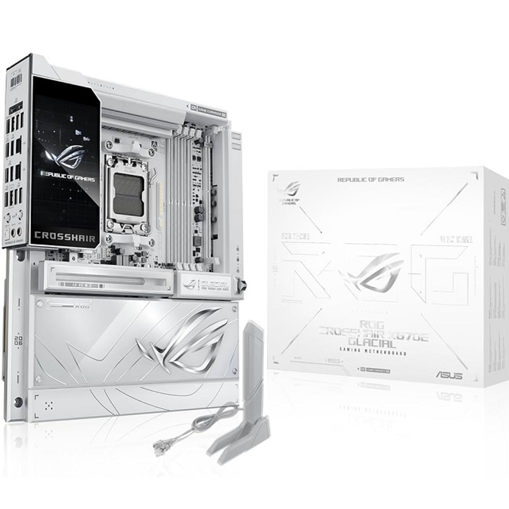 Материнская плата ASUS ROG CROSSHAIR X870E GLACIAL (AM5/AMD X870E/4xDDR5/2xPCI-Ex16/7xM.2/Wi-Fi/BT/2xUSB4 Type C/E-ATX)