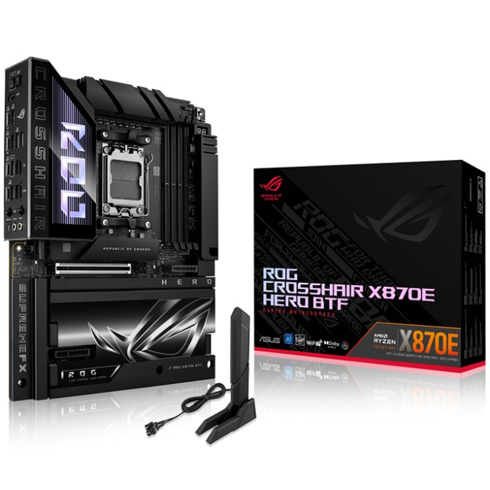 Материнская плата ASUS ROG CROSSHAIR X870E HERO BTF (AM5/AMD X870E/4xDDR5/2xPCI-Ex16/5xM.2/SB/Wi-Fi/BT/GLAN/HDMI/ATX)