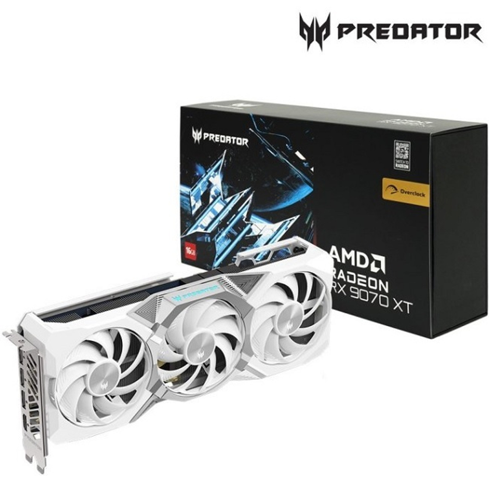 Видеокарта Acer AMD Radeon RX 9070 XT PREDATOR BIFROST WHITE OC 16GB (DP.Z4FWW.P02)