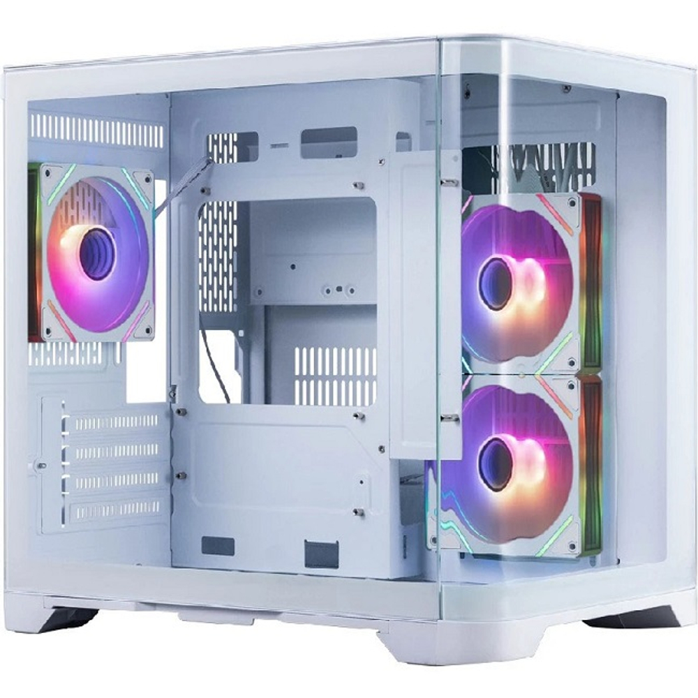 Корпус Mini-Tower 1STPLAYER MEGAVIEW MV6-TP ARGB, Micro-ATX, белый (MV6-TP-WH-2FC7R-W-1FC7-W)